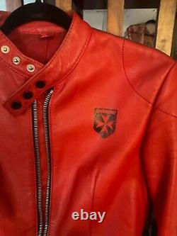 Vintage womens HARRO German motorcycle jacket RED LEATHER