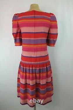Vtg 70s Willi of California Striped Drop Waist Puffy Sleeve Sundress Dress sz 4