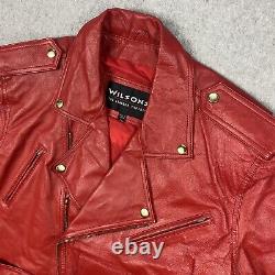Vtg 80's Wilsons Blood Red Leather Biker Moto Motorcycle Jacket Women's Large L