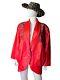 Vtg 80s Glam Beaded Red Lambs Leather Jacket Women's Punk Rockabilly Womens M/l
