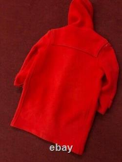 Vtg Burberry Toggle Coat Womens Duffle Jacket Nova Check Red Wool