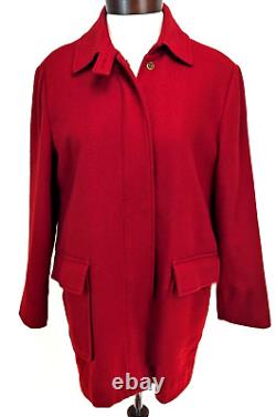 Vtg EDDIE BAUER Women's Red Wool Coat Plaid Wool Lined Zip Up Fits M NICE