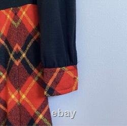 Vtg Elizabeth Arden New York Red Black Yellow Plaid Fall Winter Holiday Dress