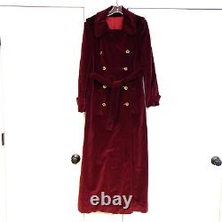 Vtg MOD (Early 70's) CALVIN KLEIN Maxi Coat Maroon Velour Size Small (36 Bust)