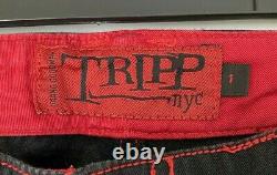 Vtg Tripp NYC Womens Size 1 Red Black Pants Punk Rock lace up goth emo