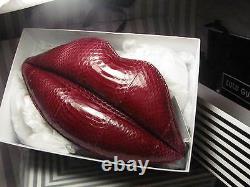 WOW! Lulu Guinness Vintage Red Padded Snakeskin Lips Clutch Hand Bag RRP £295