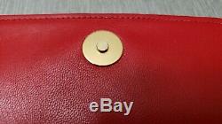 WOW! RARE VINTAGE CHANEL Red Leather Crossbody Flap Handbag GOLD CHAIN STRAP