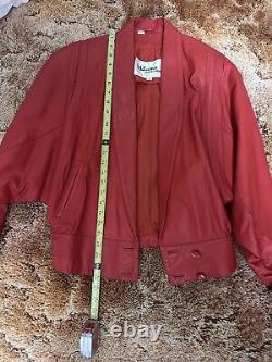Wilson's Leather Vintage Red Sexy Batwing Sleeve Flirty Biker Bomber