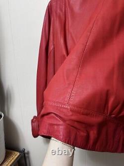 Wilson's Leather Vintage Red Sexy Batwing Sleeve Flirty Biker Bomber