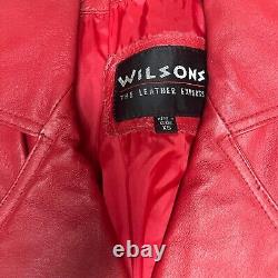 Wilsons Cropped Leather Jacket Red Unisex Vintage Size XS Moto Style