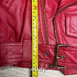 Wilsons Cropped Leather Jacket Red Unisex Vintage Size XS Moto Style