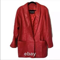 Wilsons Women's Size M Vintage Lined Red Leather Jacket with Front Pockets