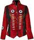 Women Vintage Red Suede Leather Jacket Ladies Native Fringe Western Wear Coat