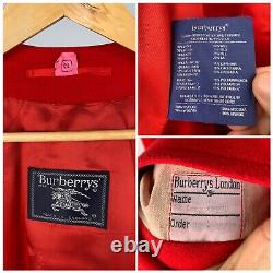 Women's Burberry Vintage Wool Red Coat Size UK12 Long/