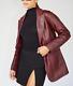 Women's Burgundy Leather Blazer Stylish Vintage Leather Blazer Handmade Coat