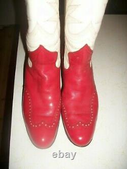 Women's Custom Vintage Griffith Blucher Red & White & Stars Cowboy Boots 7 B