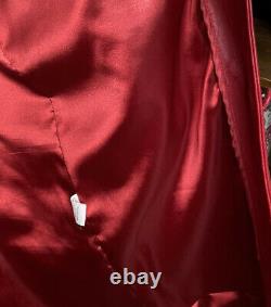 Women's Full Length Red Leather Trench Coat Size Small Vintage