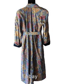 Women's PORTRAIT Raincoat Colorful Floral Southwest Vtg Sz L Blue Red Gold EUC