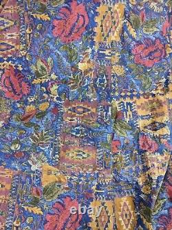 Women's PORTRAIT Raincoat Colorful Floral Southwest Vtg Sz L Blue Red Gold EUC