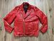 Women's Reclaimed Vintage 100% Leather Red Motorcycle Moto Jacket Size L