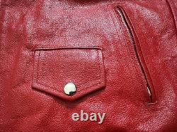 Women's Reclaimed Vintage 100% Leather Red Motorcycle Moto Jacket Size L