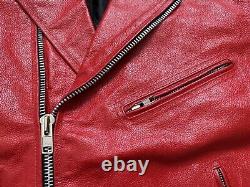 Women's Reclaimed Vintage 100% Leather Red Motorcycle Moto Jacket Size L