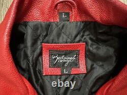 Women's Reclaimed Vintage 100% Leather Red Motorcycle Moto Jacket Size L