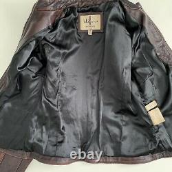 Women's Star Classic Burgundy Leather Jacket S Wilsons Moto Vtg Look Patriotic
