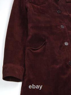 Women's Vintage Hennes Burgundy Leather Suede Long Jacket Sz 34/S