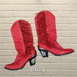 Women's Vintage Red Fringe Zodiac Cowboy Boots size 7