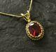 Womens 3ct Oval Red Ruby Filligree Vintage 18 Chain Pendant 14k Yellow Gold Fn