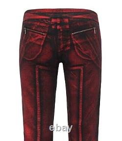 Womens Alexander McQueen Vintage Low Rise Jeans Red Printed 2009 IT42 / M