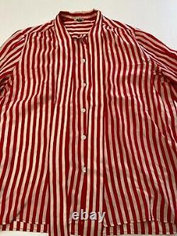 Womens CHANEL CREATIONS Red/White Vintage 1970s Striped Silk Blouse Sz 12