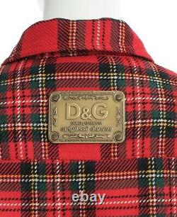 Womens Dolce & Gabbana D&G Vintage Red Tartan Jacket Check Wool Logo Size L