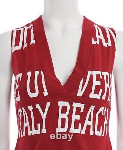 Womens Dolce & Gabbana Vintage Tank Top Red Y2K V-Neck University Beach IT38 XS