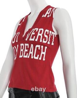 Womens Dolce & Gabbana Vintage Tank Top Red Y2K V-Neck University Beach IT38 XS