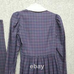 Womens Dress VINTAGE LAURA ASHLEY Blue, Red & Green Line Checked. Sz. 8 55%Wool