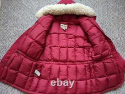 Womens EDDIE BAUER vintage GOOSE DOWN parka M wool trim PUFFER red coat