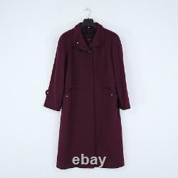 Womens MARCONA Vintage Red Burgundy Wool Single Breasted Overcoat SIZE UK 20, XL
