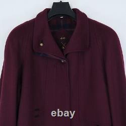 Womens MARCONA Vintage Red Burgundy Wool Single Breasted Overcoat SIZE UK 20, XL