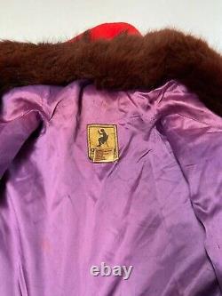 Womens OPASQUIA Red Vintage Trim Fox Hood Wool Parka Jacket Sz S/M Rare