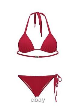 Womens Prada Sport Vintage Bikini Set 2 Piece Pink Red Tab Logo IT40 IT42