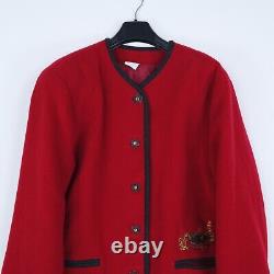 Womens Trachten Blazer XL Size Vintage Red Original Tiroler 100% Wool Jacket
