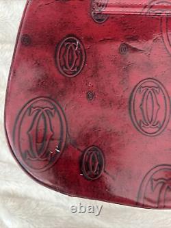 Womens Vintage Cartier 2C Happy Birthday Logo Purse Red Patent Leather Handbag