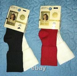 Womens Vintage Jaclyn Smith 4 Prs Red White Black Ribbed Cuffed Socks Sz 9-11