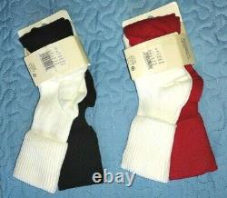 Womens Vintage Jaclyn Smith 4 Prs Red White Black Ribbed Cuffed Socks Sz 9-11