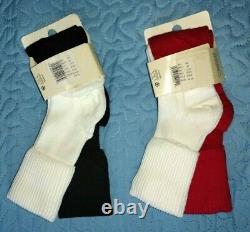 Womens Vintage Jaclyn Smith 4 Prs Red White Black Ribbed Cuffed Socks Sz 9-11