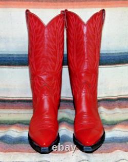 Womens Vintage Nocona Red Leather Cowboy Boots 6 B Excellent Used Condition