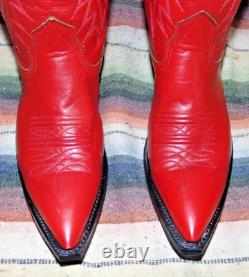 Womens Vintage Nocona Red Leather Cowboy Boots 6 B Excellent Used Condition