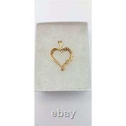 Womens heart pendant red ruby diamond vintage P 14k plumb true yellow gold July
